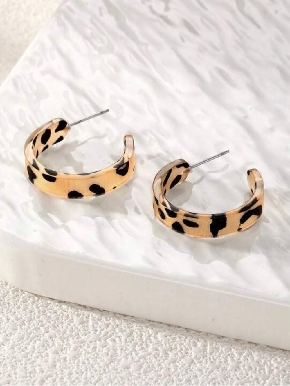 Small Leopard Print Hoops - Picture 6 of 6